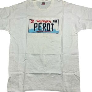 Vintage 1992 Ross Perot Washington license plate single stitch T-shirt XL USA